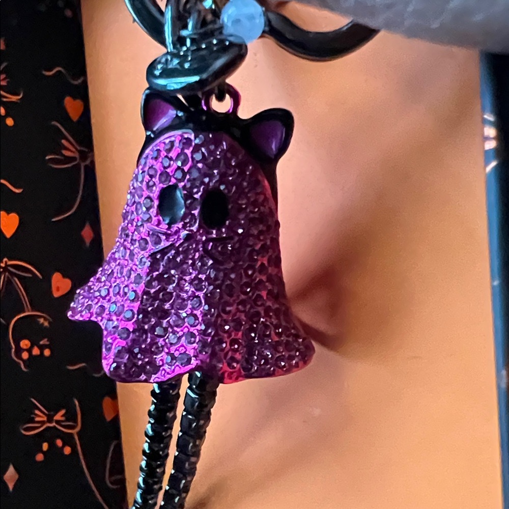 Betsy Johnson Pink Kitty Ghost Keychain - Picture 8 of 11